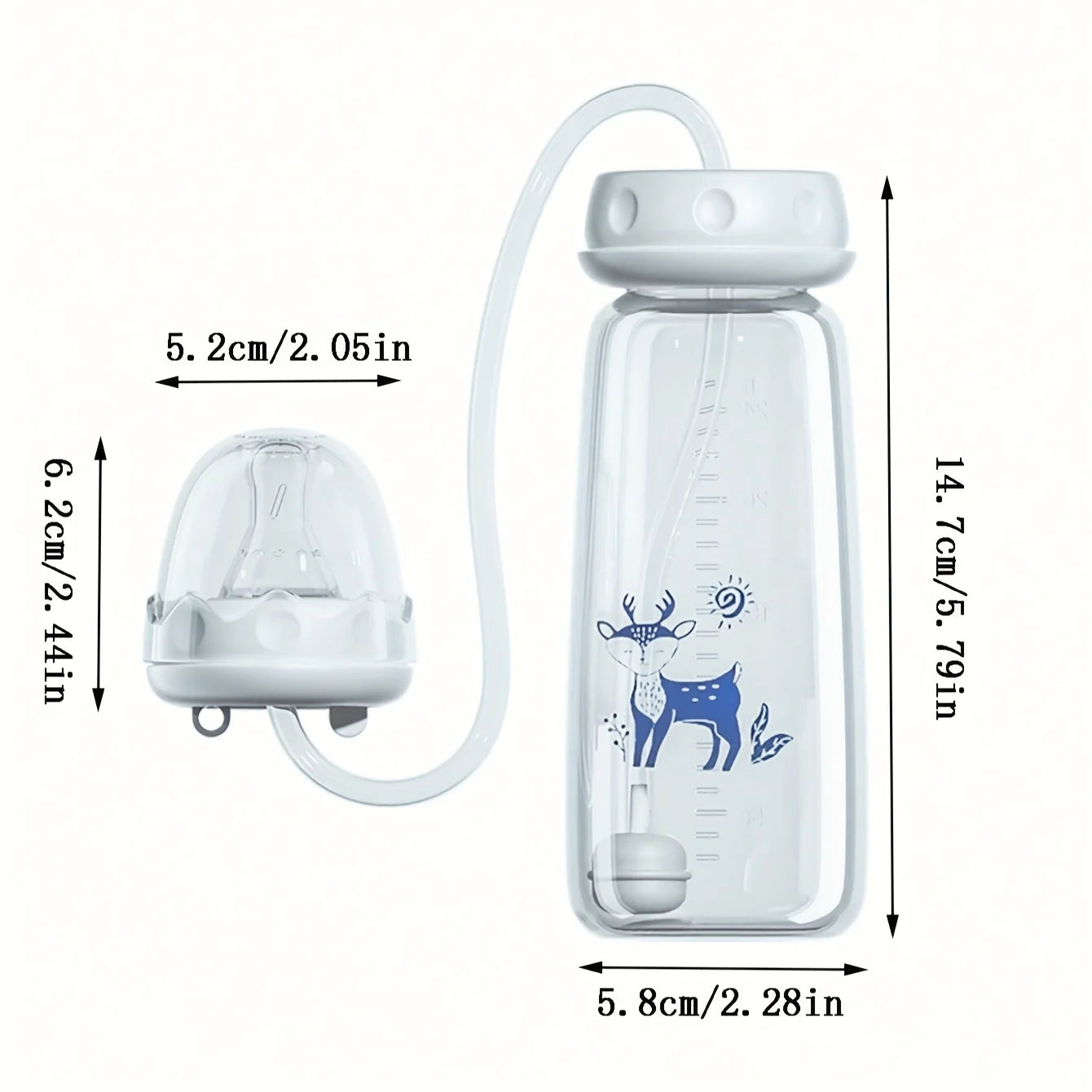 240-ml-Babyflasche mit normalem Hals, Strohhalmbürste,