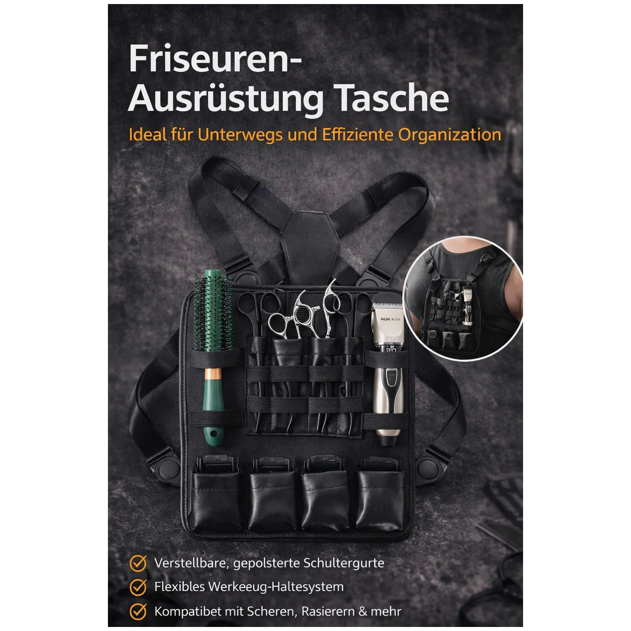 Professionelles multifunktionales Friseur-Werkzeugset mit Schultergurt